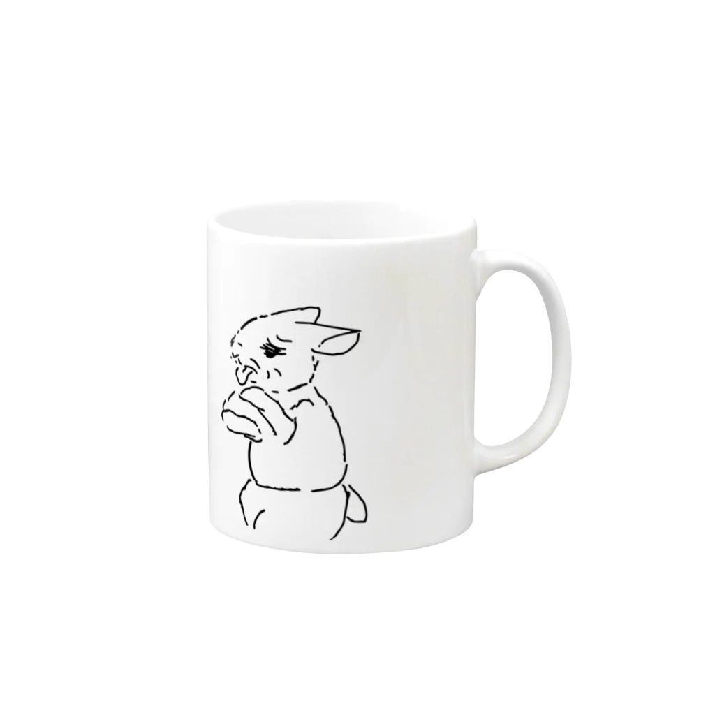 AngelRabbitsのうさぎむすこ（黒８） Mug :right side of the handle