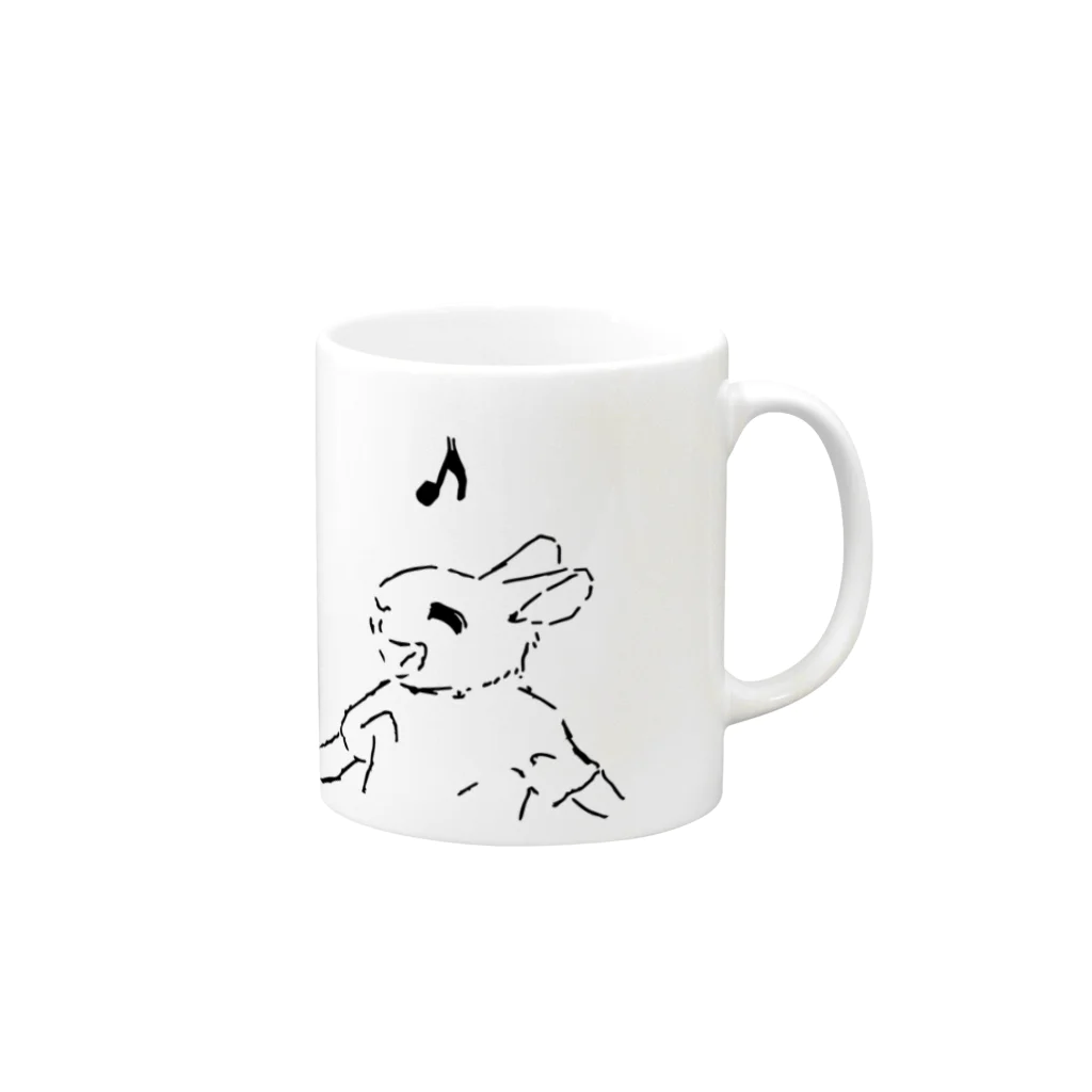 AngelRabbitsのうさぎむすこ（黒９） Mug :right side of the handle