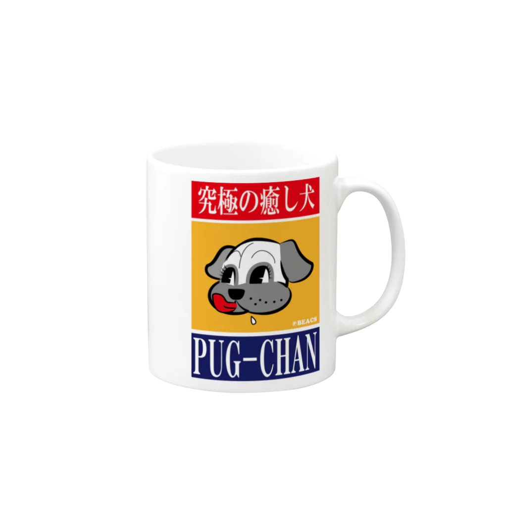 BEACSのPUG-CHAN～究極の癒し犬 Mug :right side of the handle