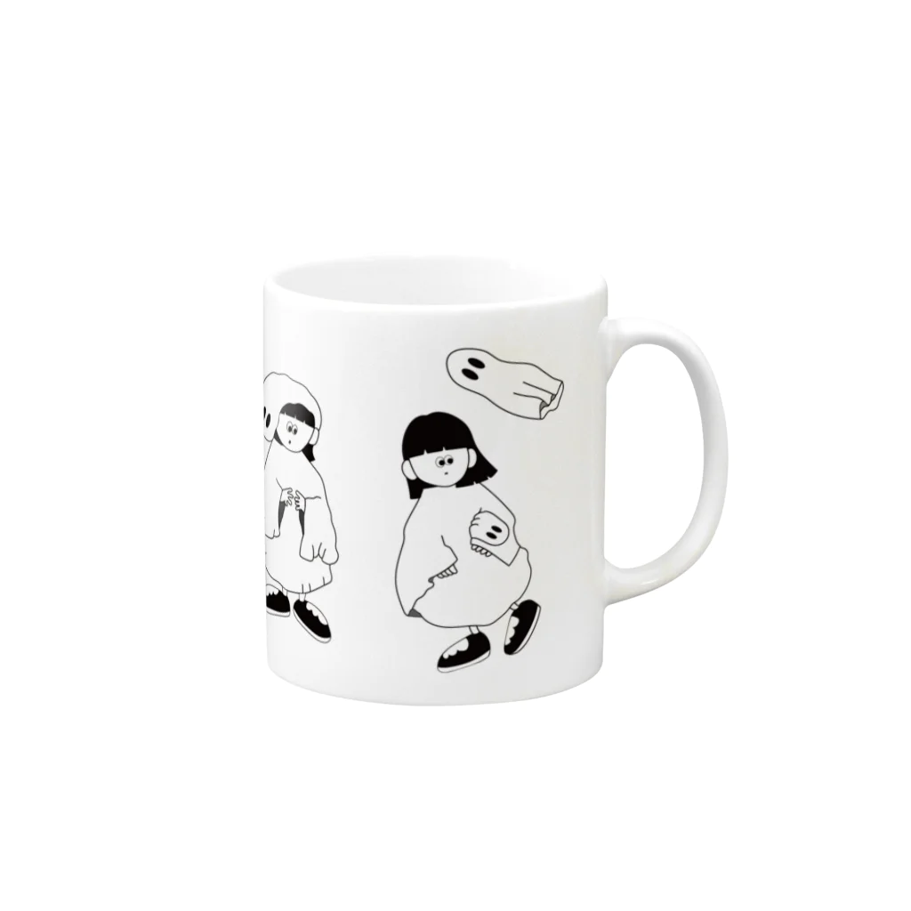 ma5me のおばけma5me集合しましたマグカップ Mug :right side of the handle