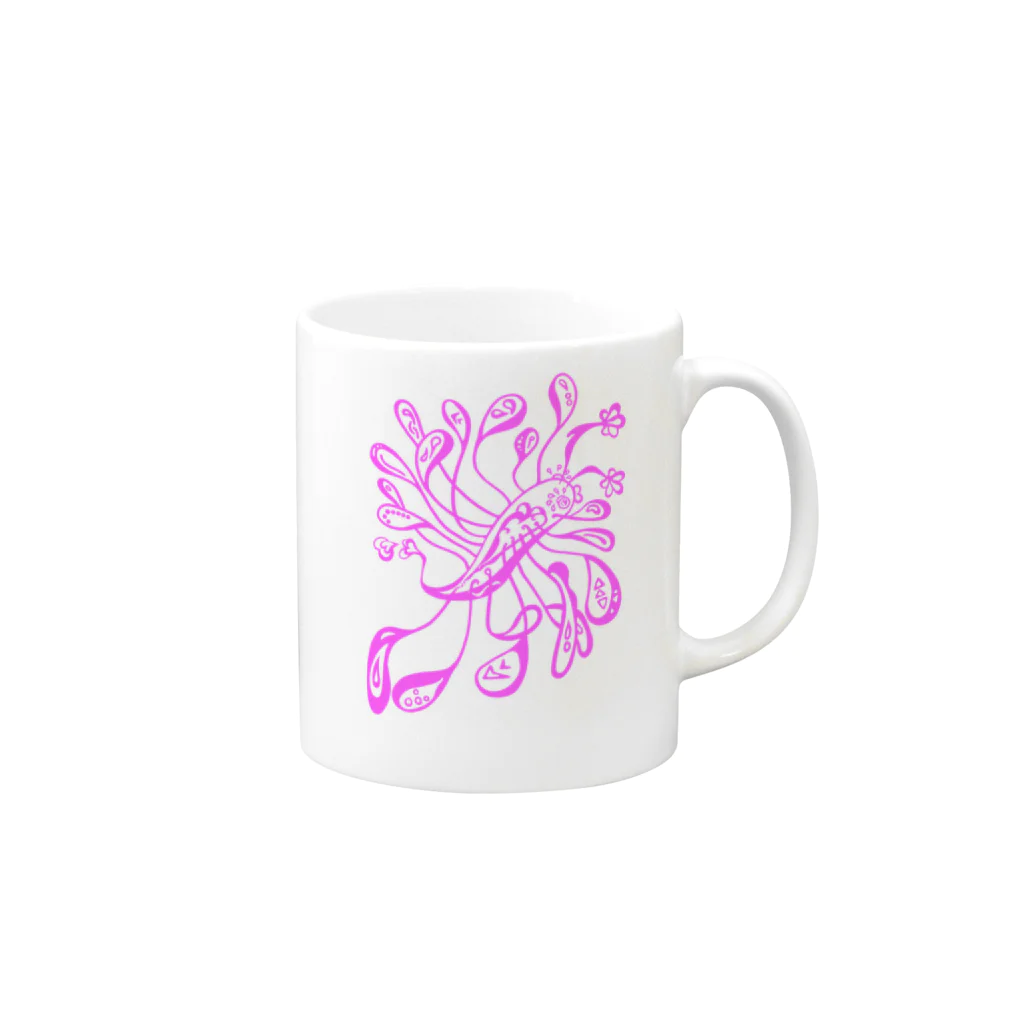 ひなたのgeji geji pink Mug :right side of the handle