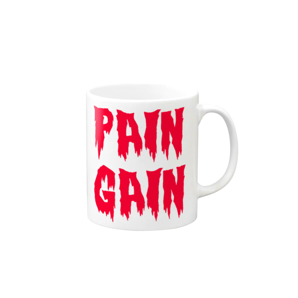 2438 DESIGNのNO PAIN NO GAIN マグカップの取っ手の右面