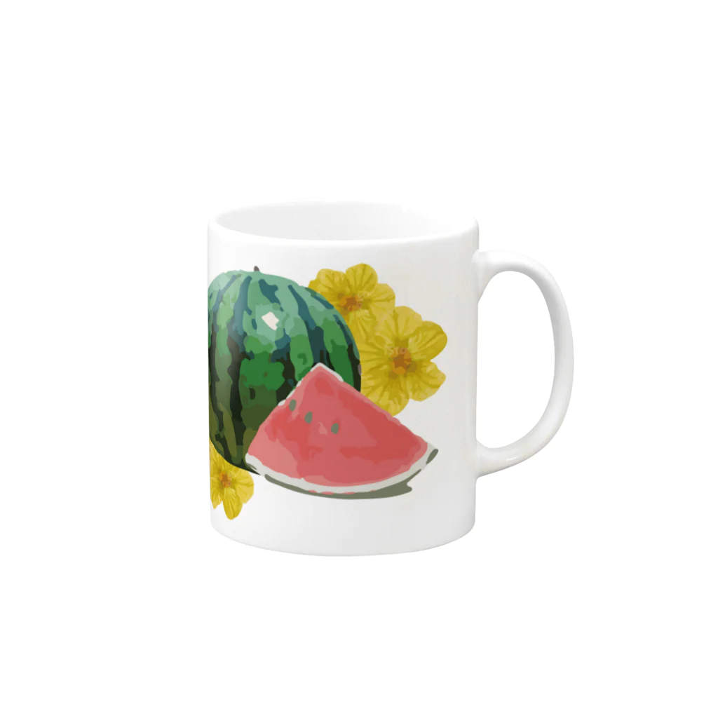 cheat omeletteのスイカの花 Mug :right side of the handle