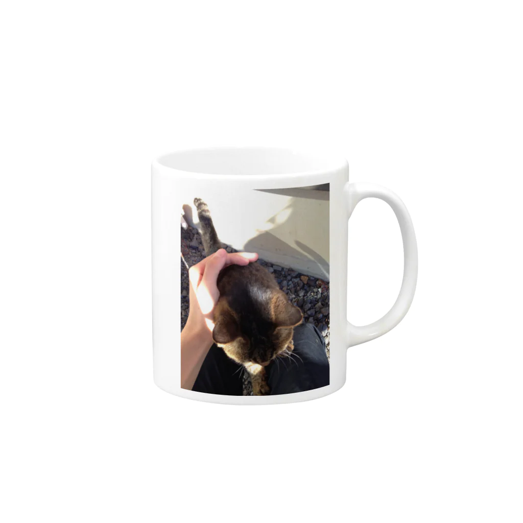 天然枝毛のスベスベな猫の頭 Mug :right side of the handle