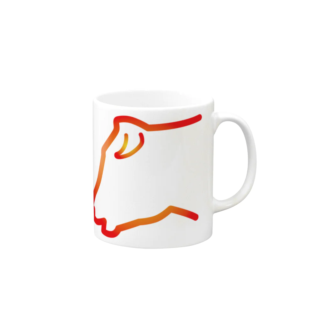 nestori shopの牛の横顔 Mug :right side of the handle