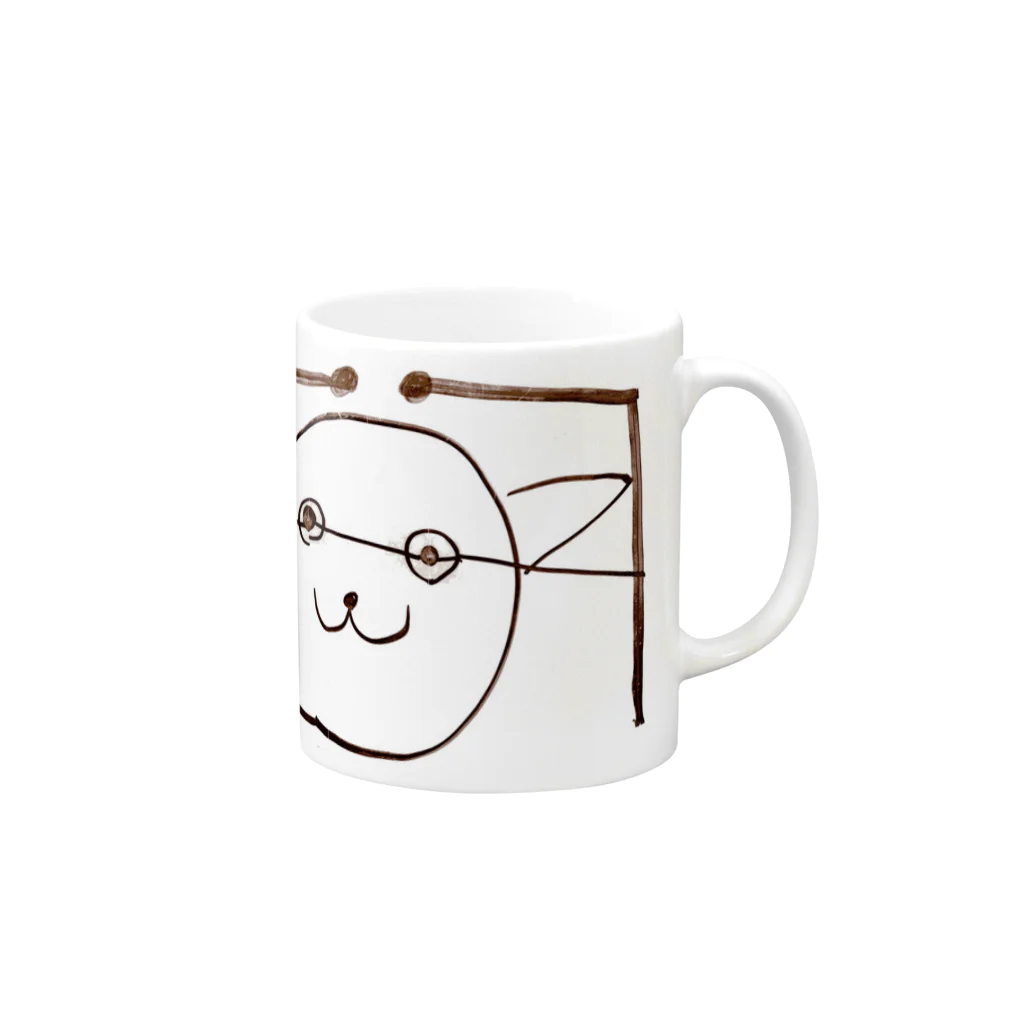 Let's C Design - design shop -のMegane Cat Mug :right side of the handle