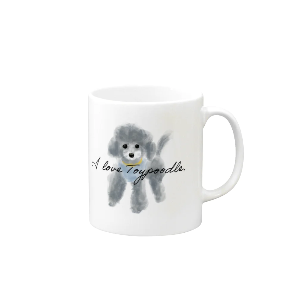 ぽぽっとツイてるのI love Toypoodle⭐︎2 Mug :right side of the handle