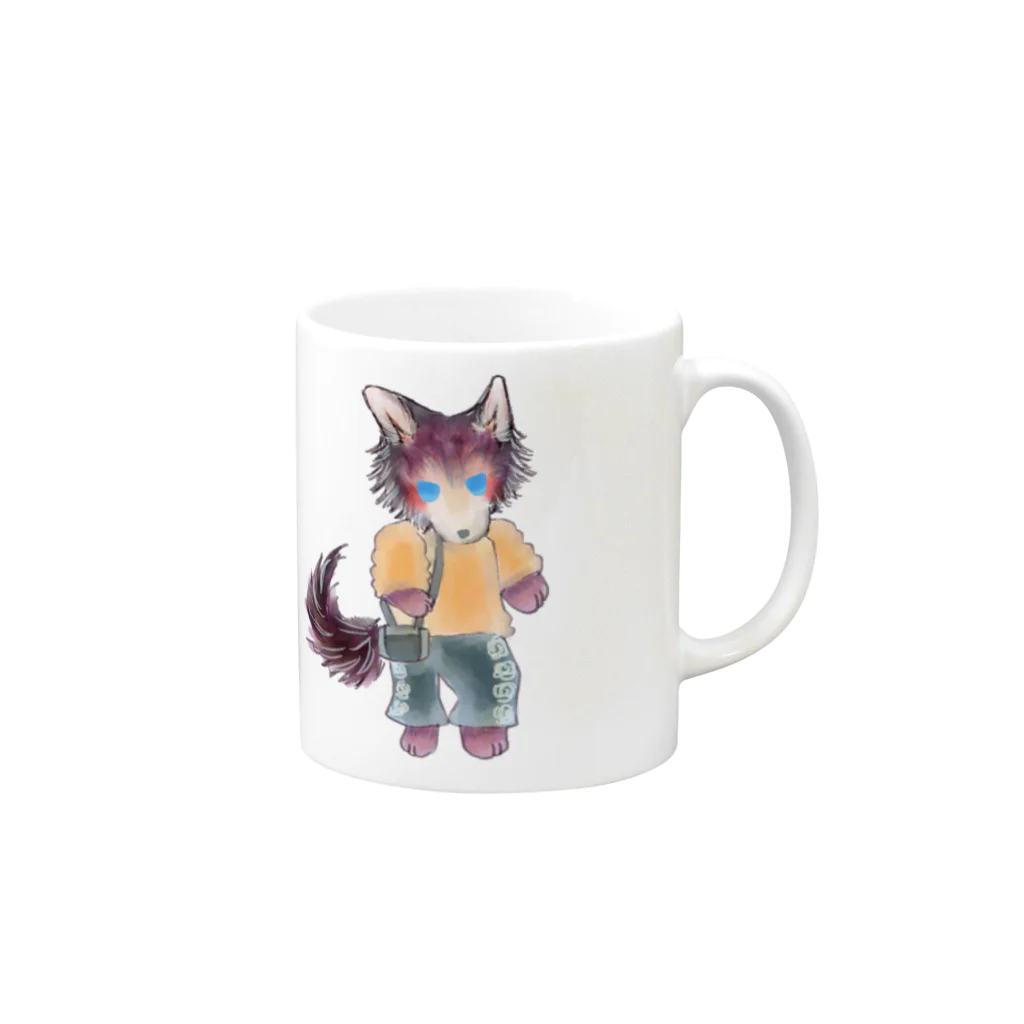 ノアオオカミのオオカミのウルフル Mug :right side of the handle