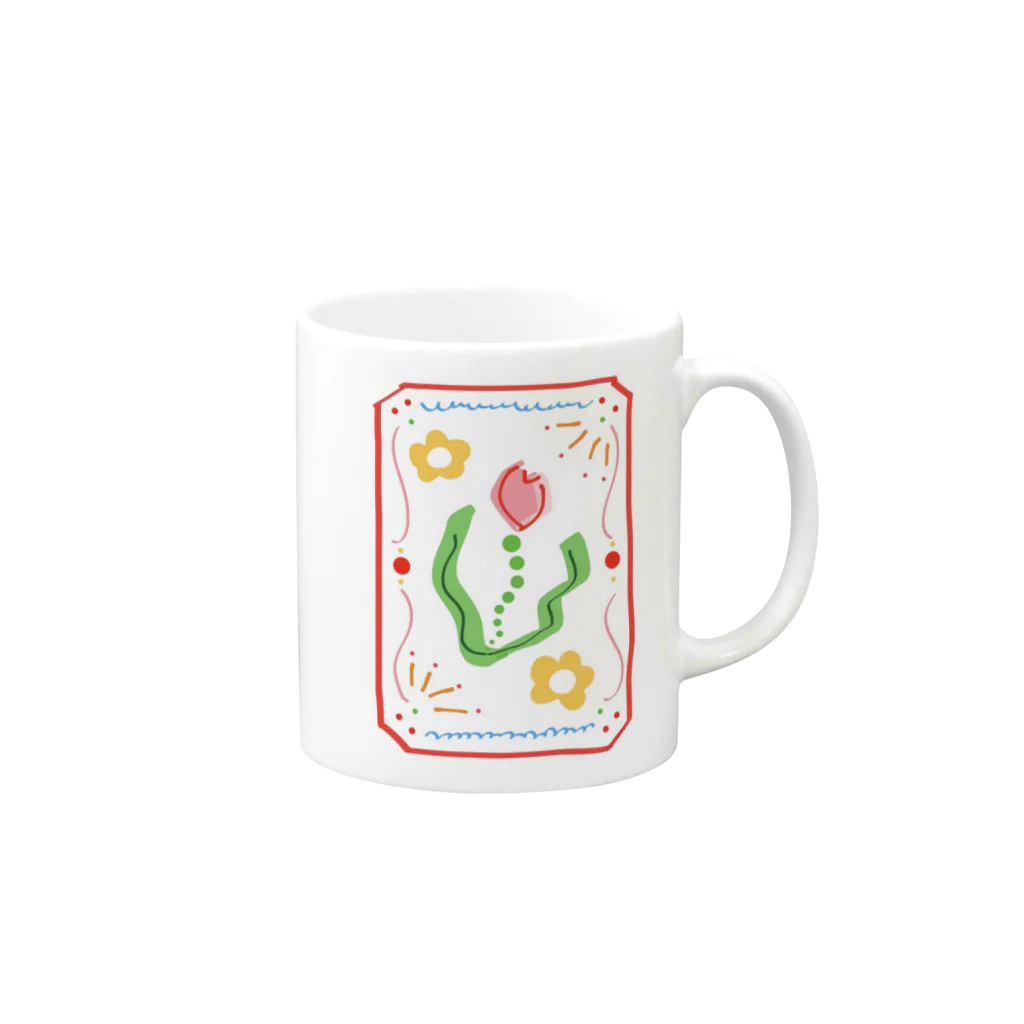 M.Mのレトロお花畑 Mug :right side of the handle