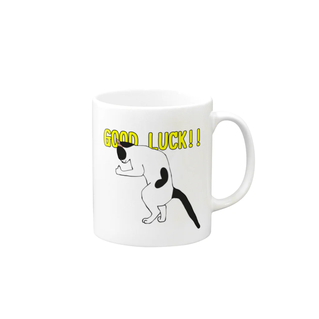 小鳥と映画館のグッドラックな猫 Mug :right side of the handle