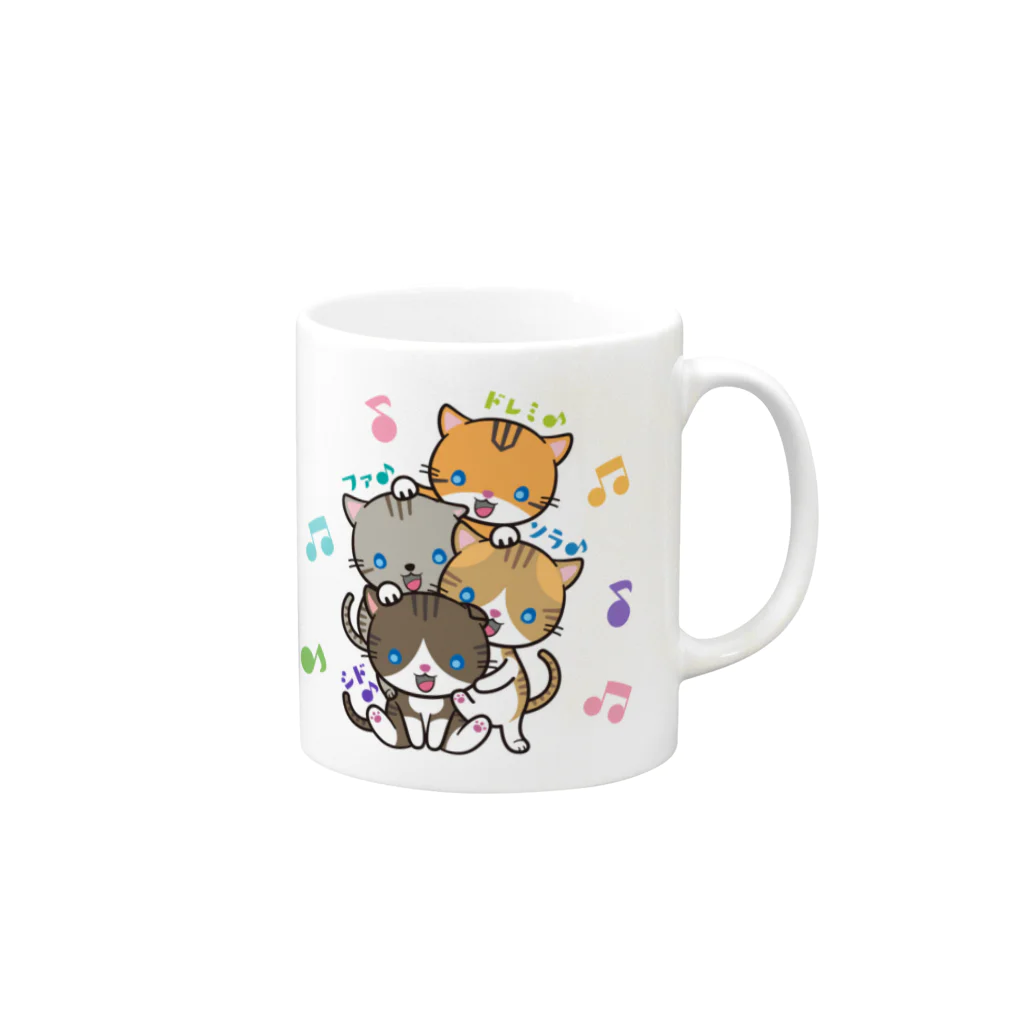 にこねこ【保護猫の保育園】のドレミファソラシドマグ Mug :right side of the handle