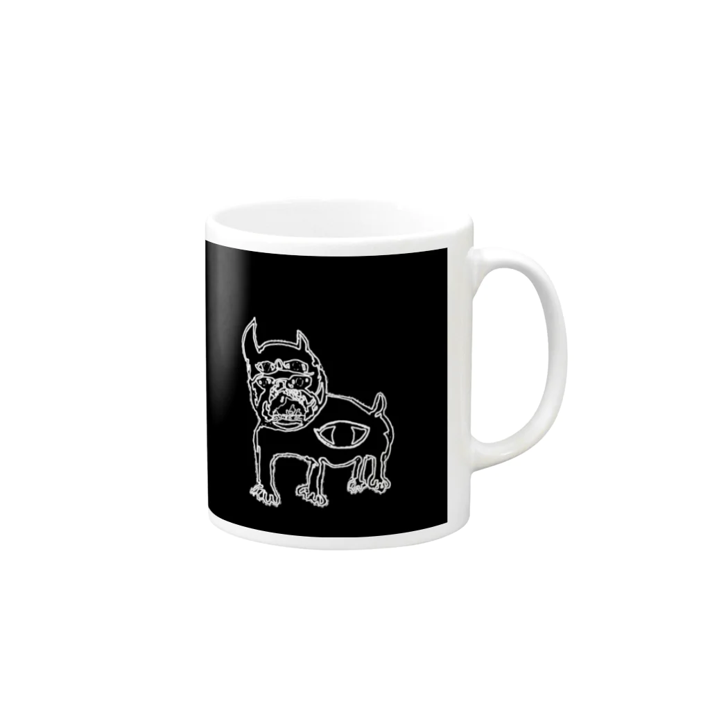 dog_dogのブラックドッグ Mug :right side of the handle