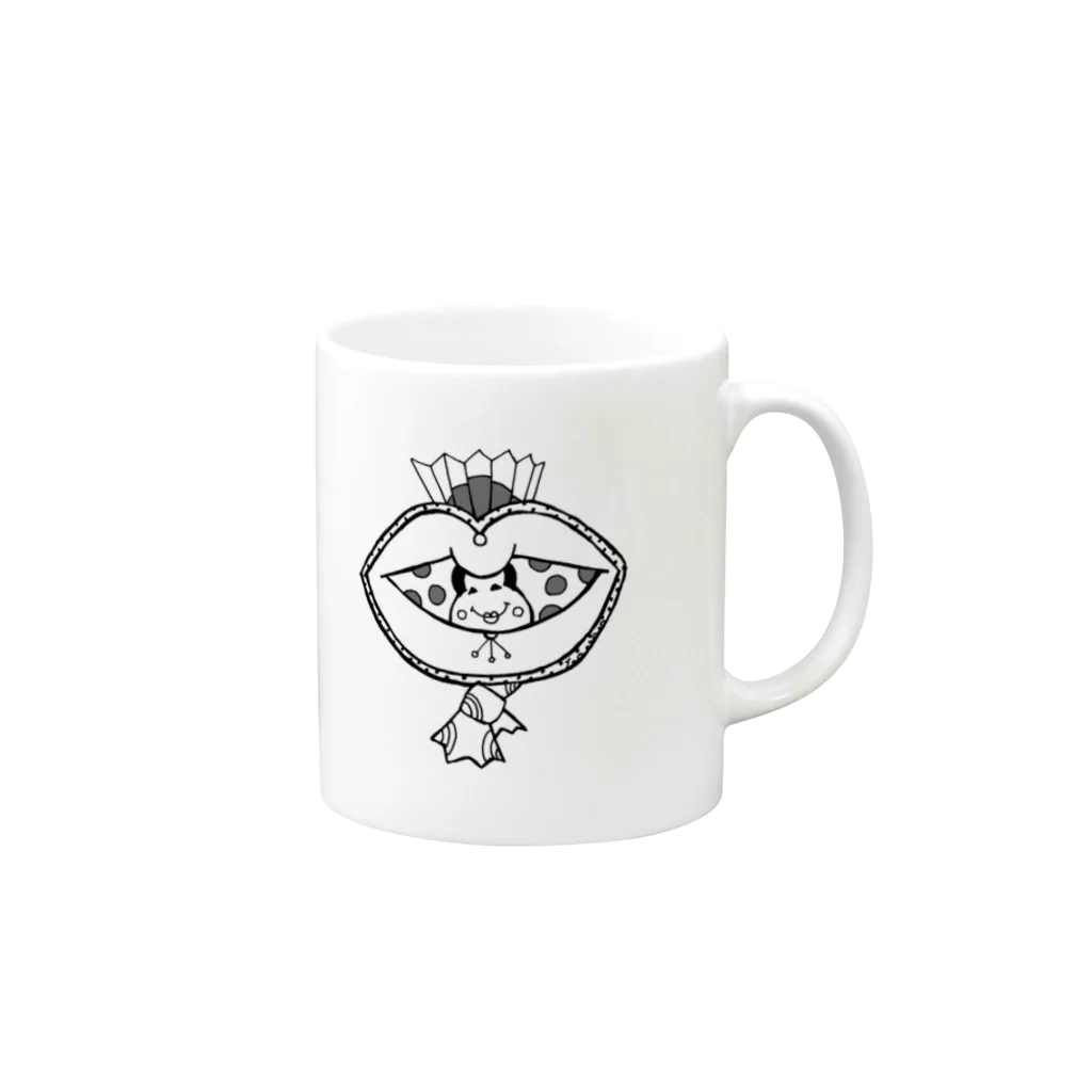 PRCの水玉オカメ Mug :right side of the handle