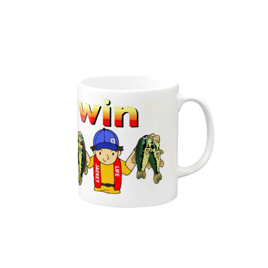 のんぼうLINEスタンプのwin Mug :right side of the handle