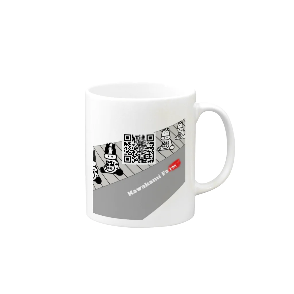 川上牧場のプロペラさんQRコードステッカーTシャツ Mug :right side of the handle