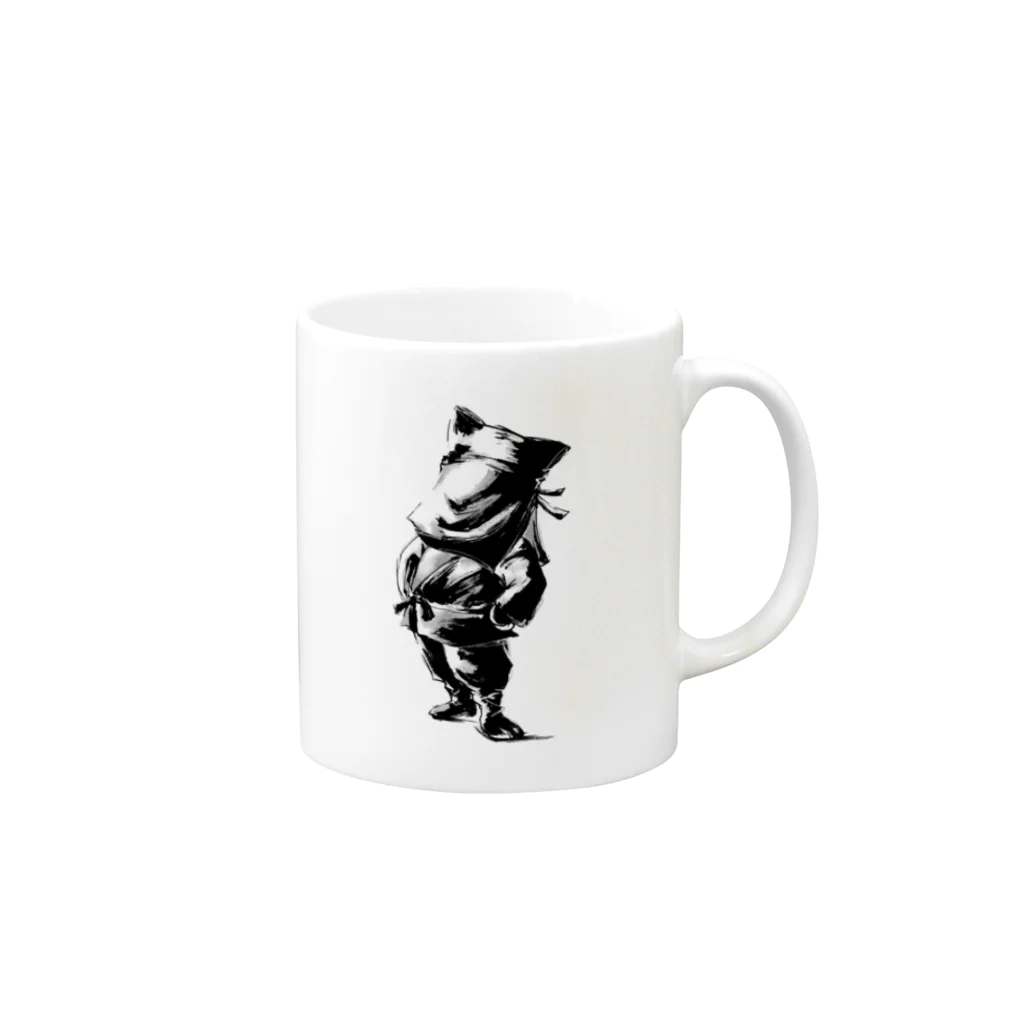 まろかれ堂の【墨絵】黒子ちゃん Mug :right side of the handle