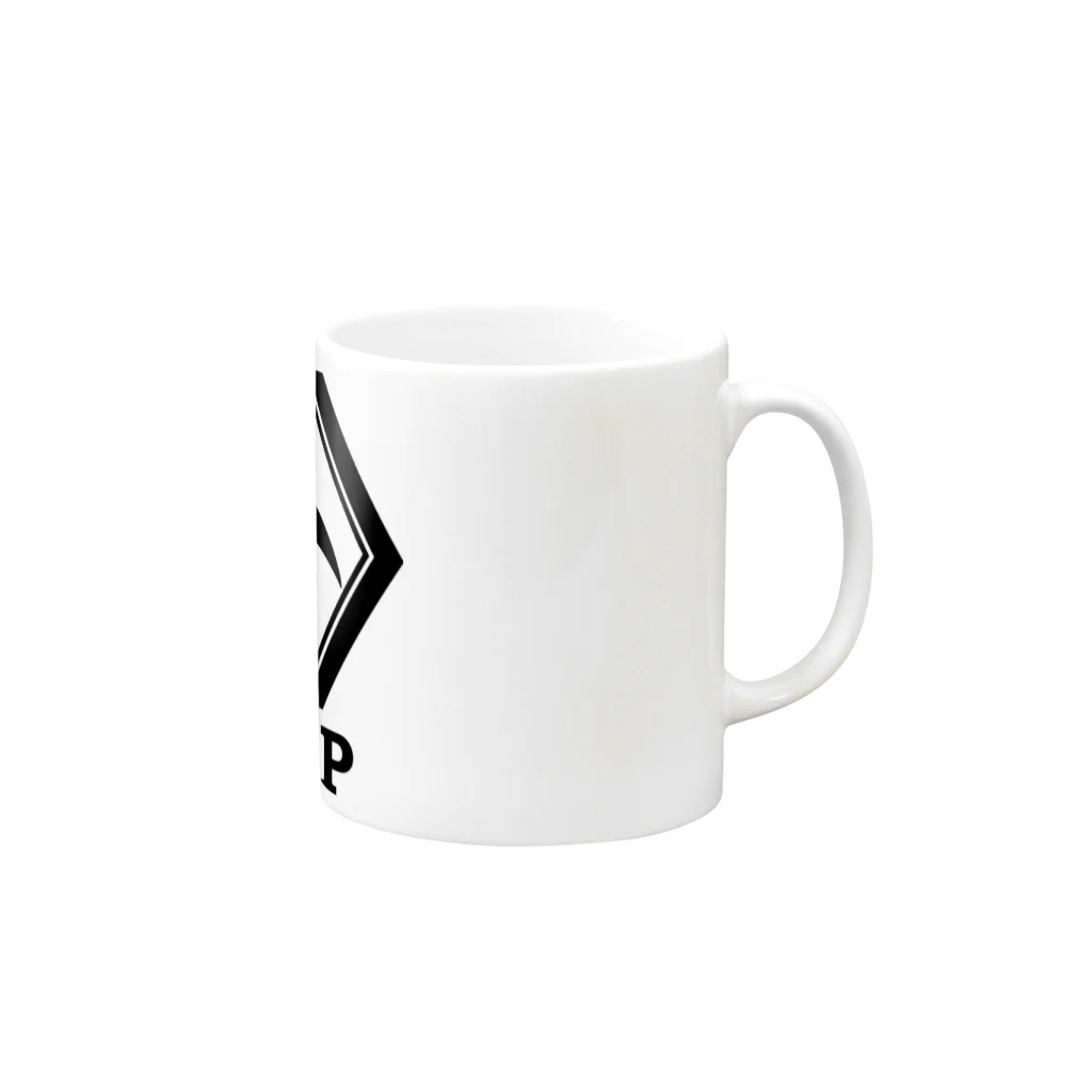 雁花工房（寄付アイテム販売中です）のハクガン家紋（頭文字）寄付付き Mug :right side of the handle