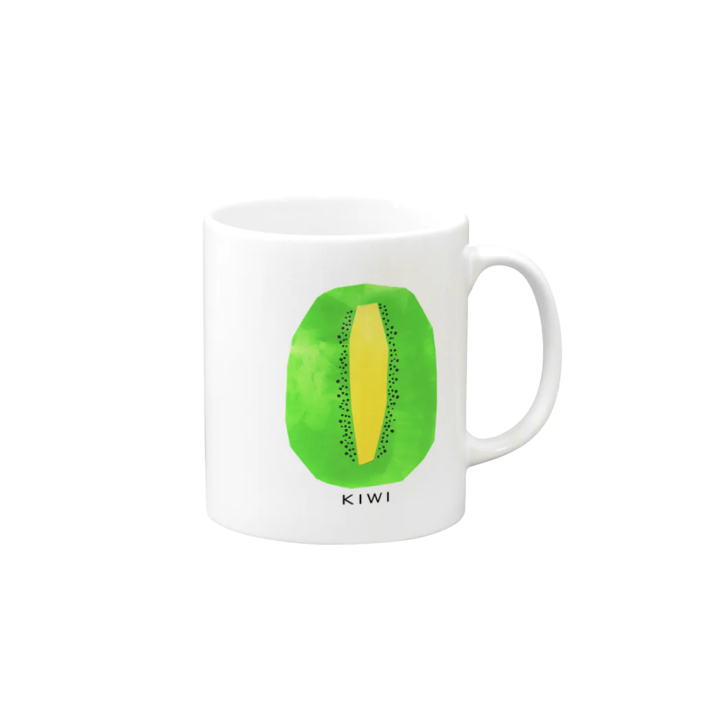 花と女性のイラストレーションのキウイ（kiwifruit）2022 Mug :right side of the handle