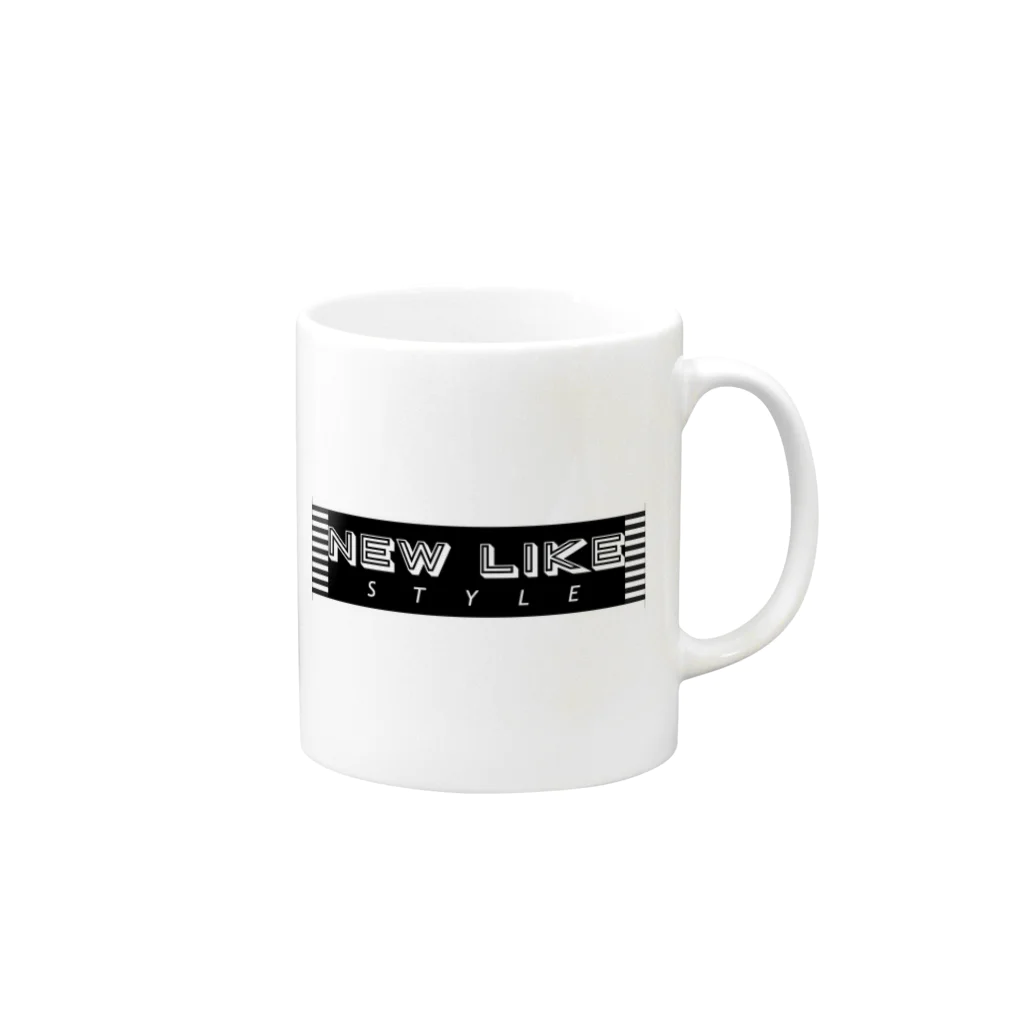 JIN THE GREENのNEW LIKE ボックスロゴ黒 Mug :right side of the handle