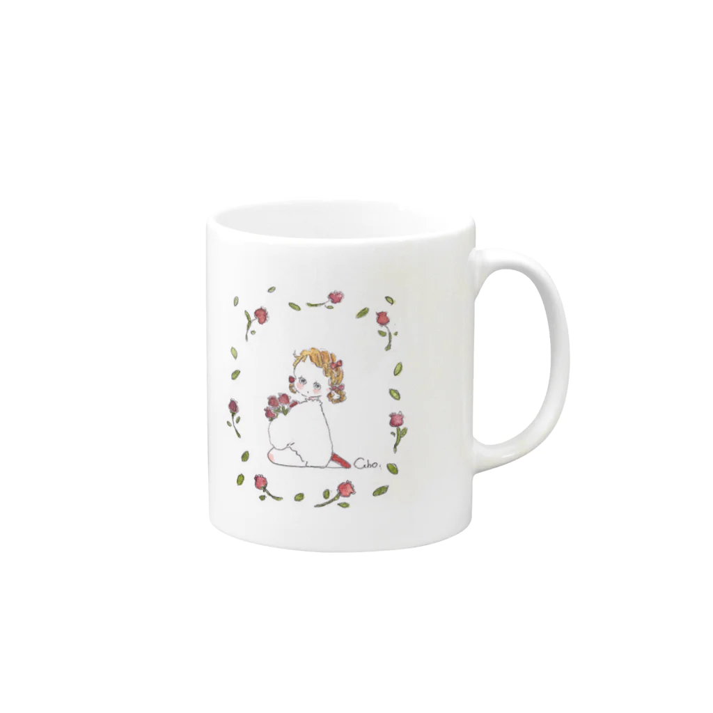 Cahoのチューリップと女の子 Mug :right side of the handle