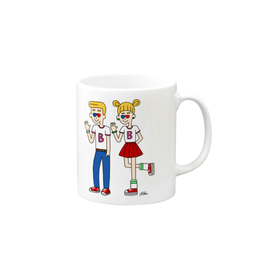 りかちょびの店のBくんBちゃん Mug :right side of the handle