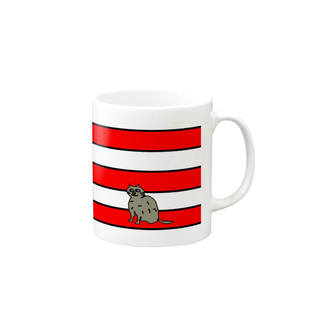 Tawashiのred line with neko Mug :right side of the handle