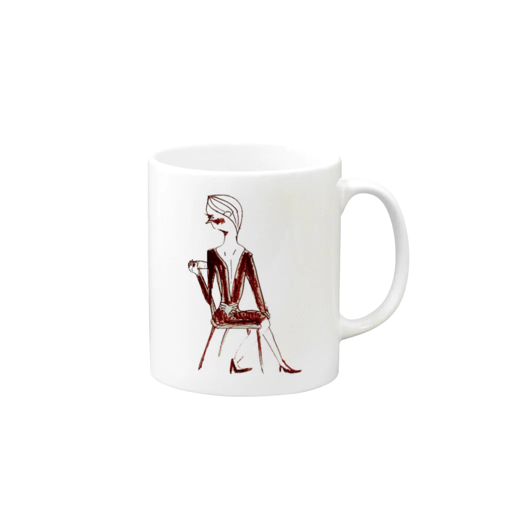 Life is a circus🎪のsit down woman. Mug :right side of the handle