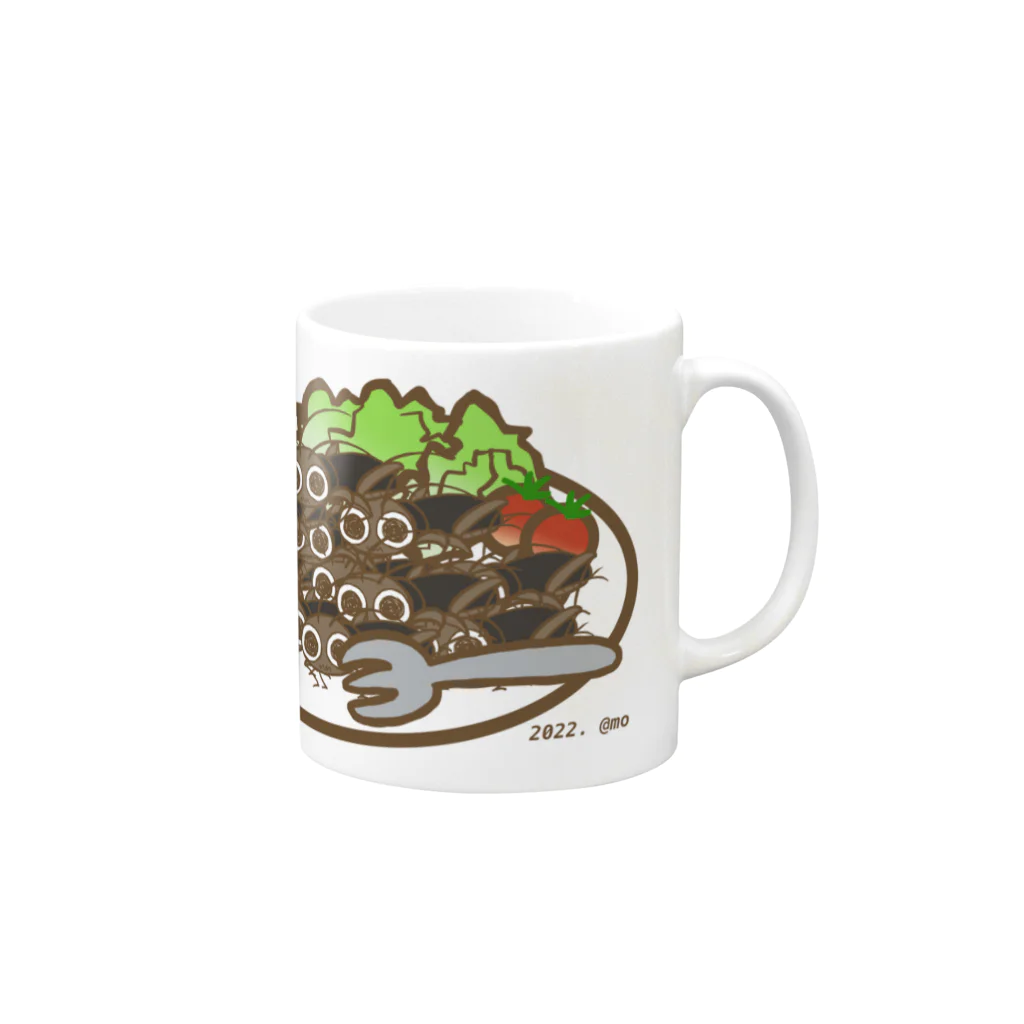 ﾓﾘ('ω')ﾓﾘのコオロギ食01 Mug :right side of the handle