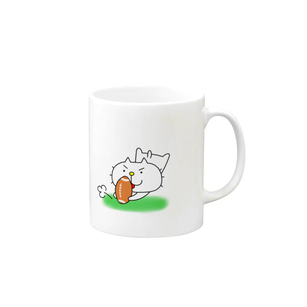 liluneco_shopのりるねこ　ラグビー Mug :right side of the handle