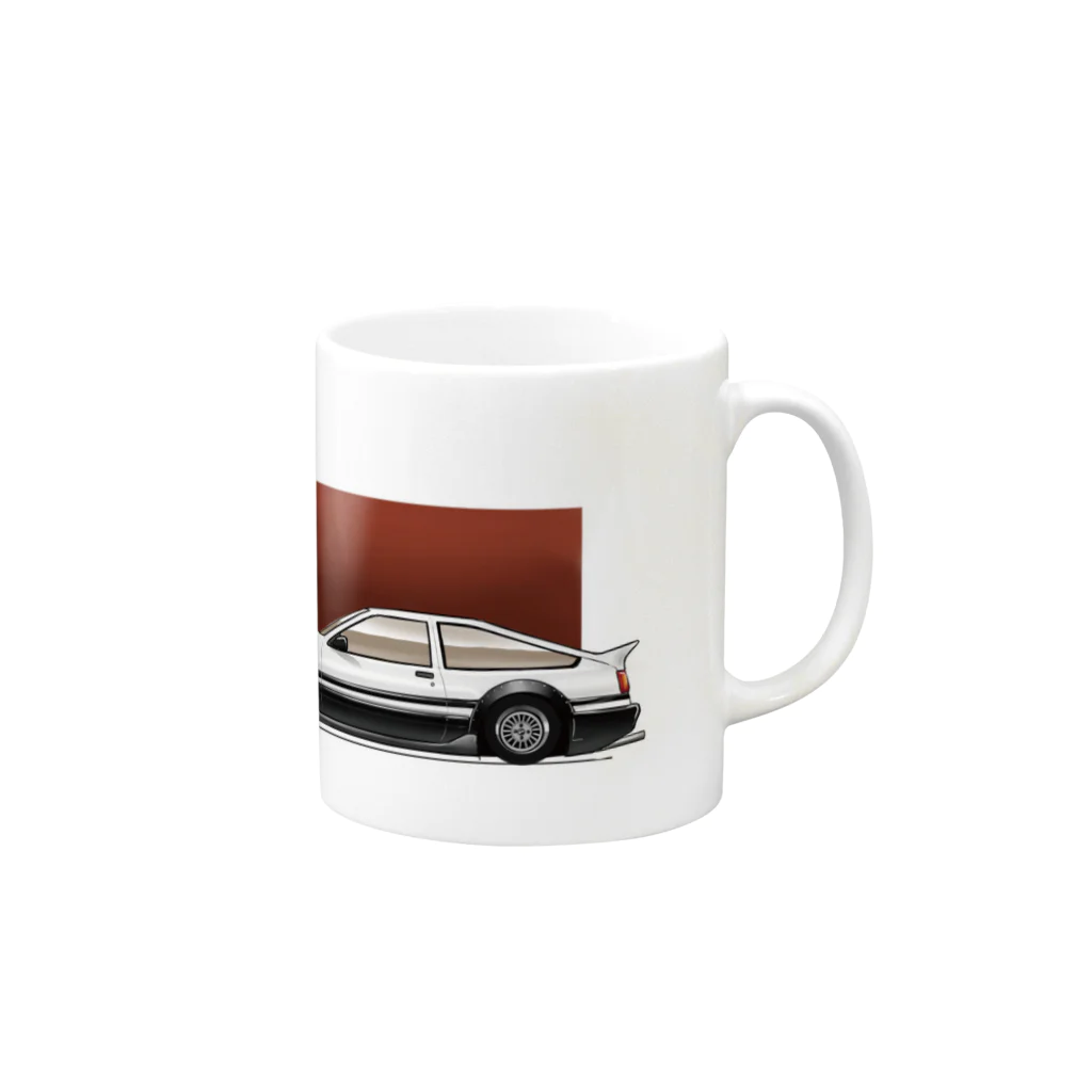 Frydayの車のマグ（ホワイトツートン） Mug :right side of the handle