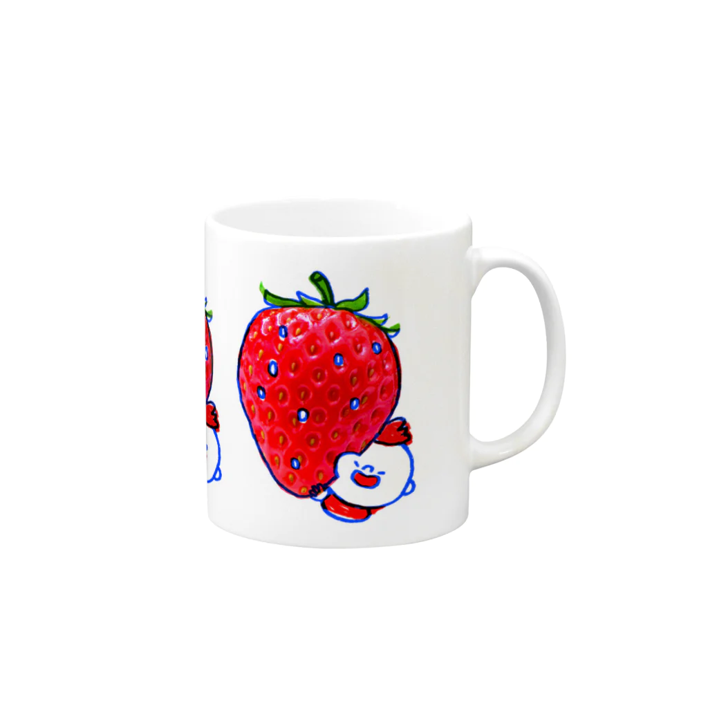 MOGUMO SHOPのいちごもぐもぐくん Mug :right side of the handle