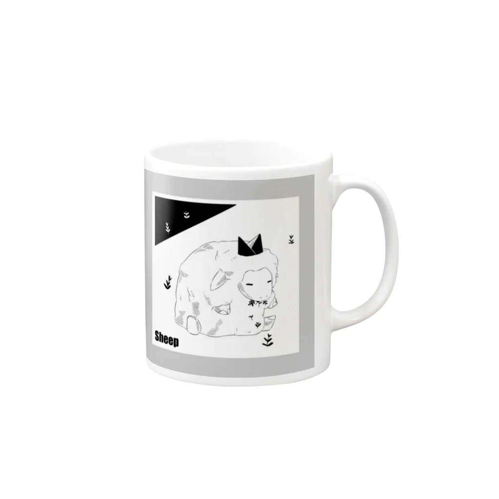 Haratsuti art storeのひつじ Mug :right side of the handle