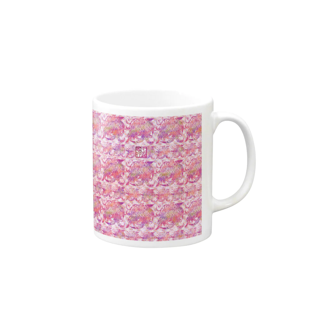 ❀花狐庵❀-HanaKoAn-の「百歳」Series * RoseFox pink Mug :right side of the handle