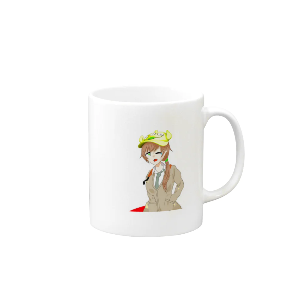 メンタルブレイクバハムートの眠たいにゃ Mug :right side of the handle