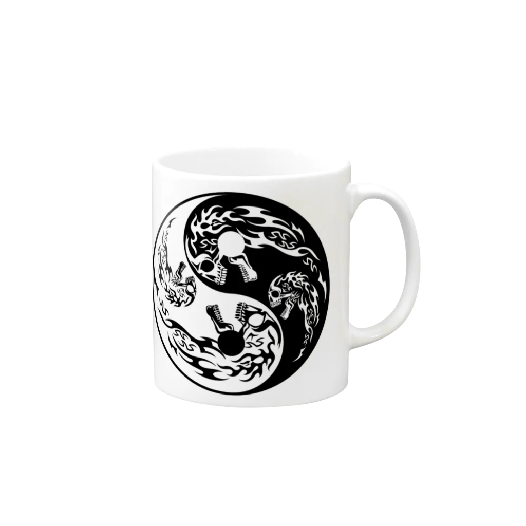 Ａ’ｚｗｏｒｋＳの陰陽二連髑髏 旋転（オリジナル家紋シリーズ） Mug :right side of the handle