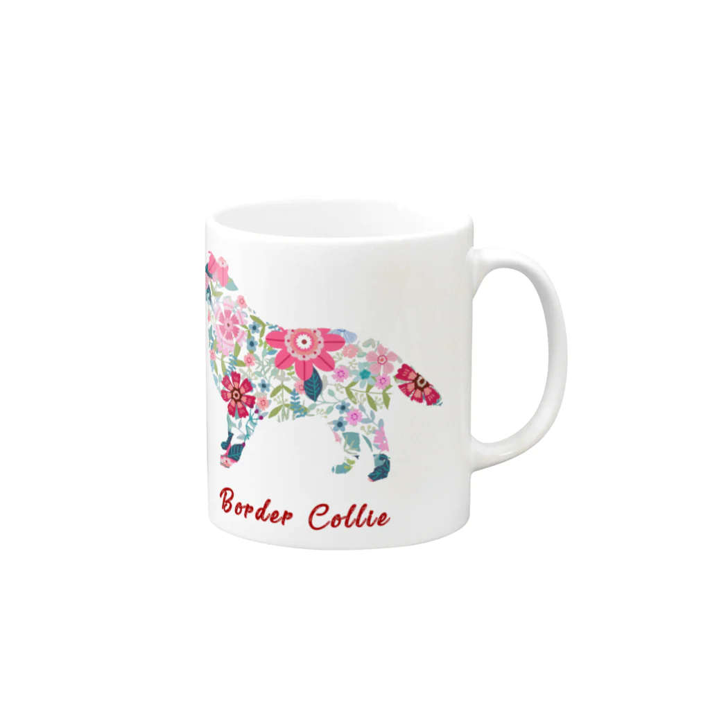 AtelierBoopの花kauwela　ボーダーコリー Mug :right side of the handle