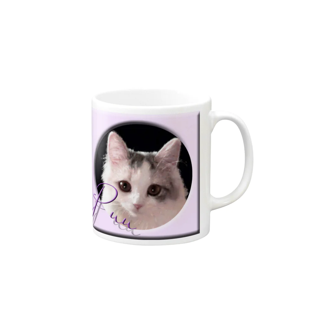 ぬくもふ屋　【猫 犬の似顔絵描き】のPuu Mug :right side of the handle