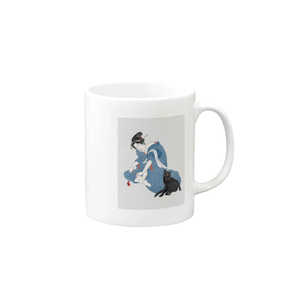 keeeeeep smilingのビューティー選手権　#かみぐせ絶好調 Mug :right side of the handle