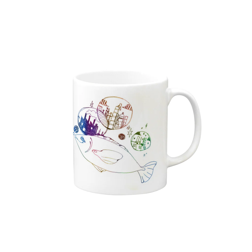 ろっこつバキバキ丸の道楽魚は、工場排水がお好き。 Mug :right side of the handle