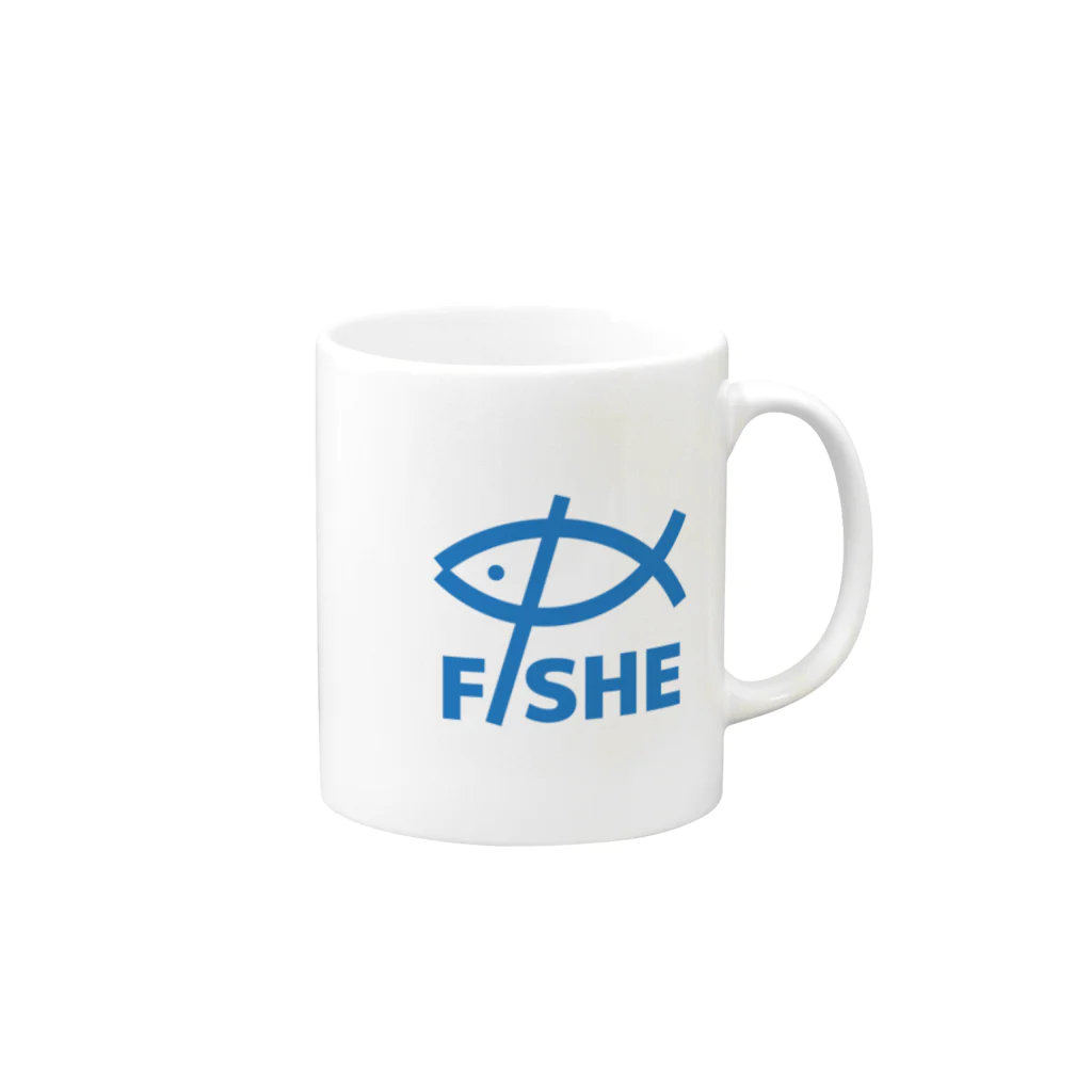 $FISHE Official Goods Storeの$FISHE Print Blue マグカップの取っ手の右面