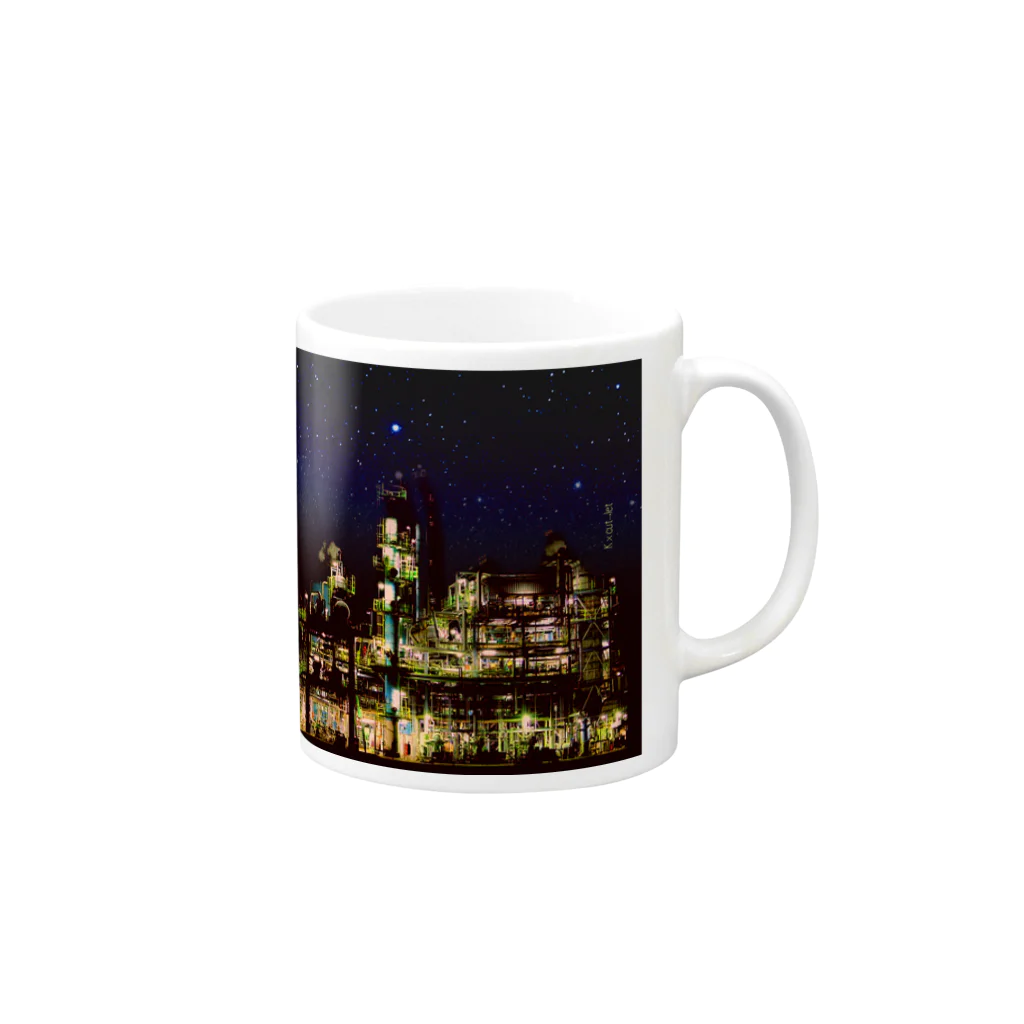 K×カットレットの工場moe！（夜空） Mug :right side of the handle