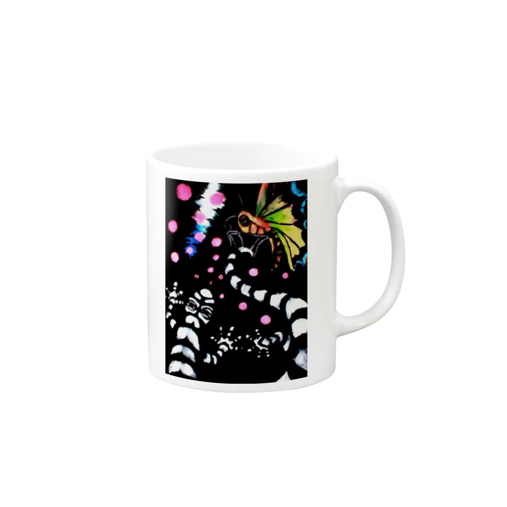 jangle juggler jaguarのストライプとレインボウ Mug :right side of the handle