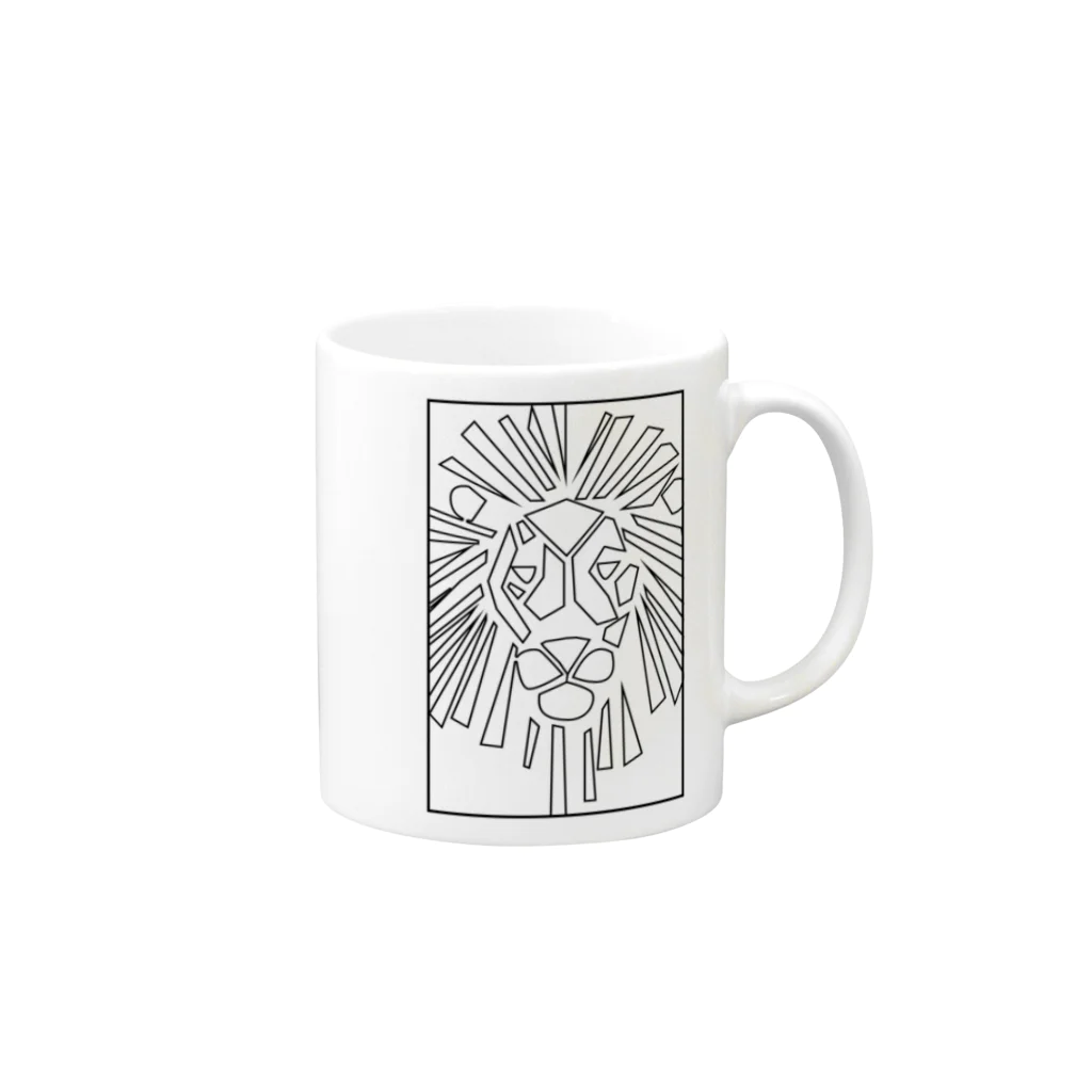 chicodeza by suzuriのライオンの線画マーク Mug :right side of the handle