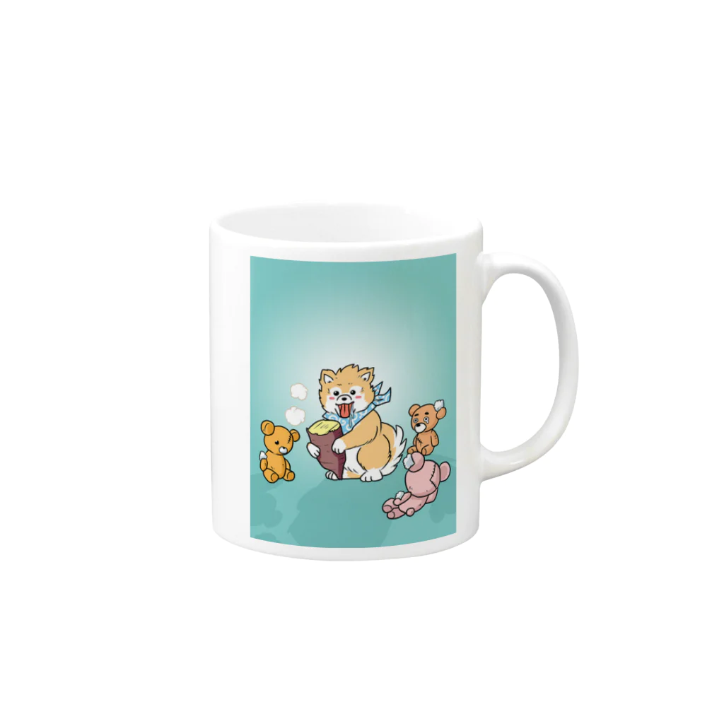 みっちょんのポメラニアン丸くん Mug :right side of the handle