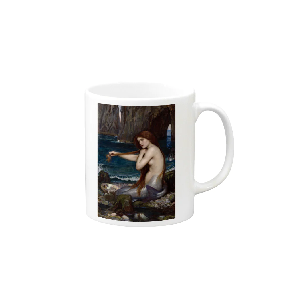 世界の絵画アートグッズのジョン・ウィリアム・ウォーターハウス《人魚》 Mug :right side of the handle