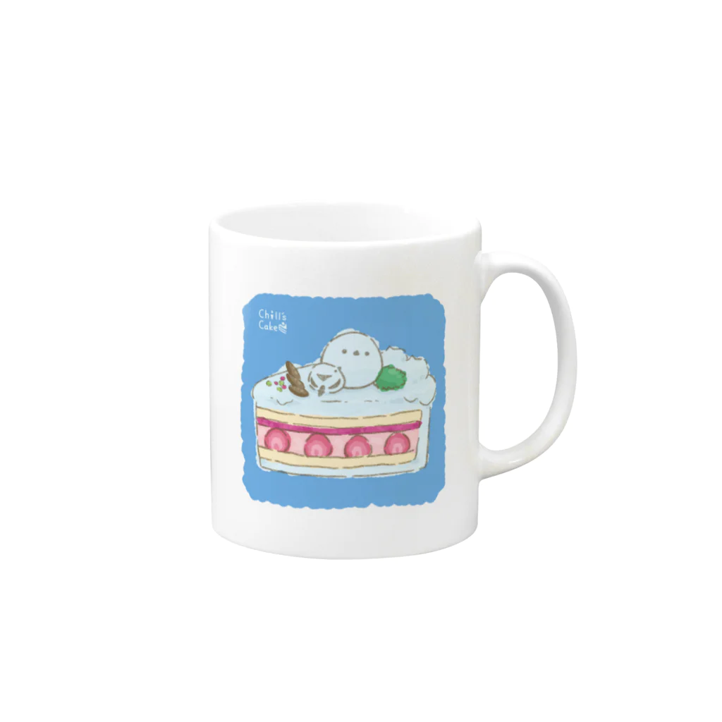 Chill`s Factoryのしろいケーキ シマエナガ Mug :right side of the handle