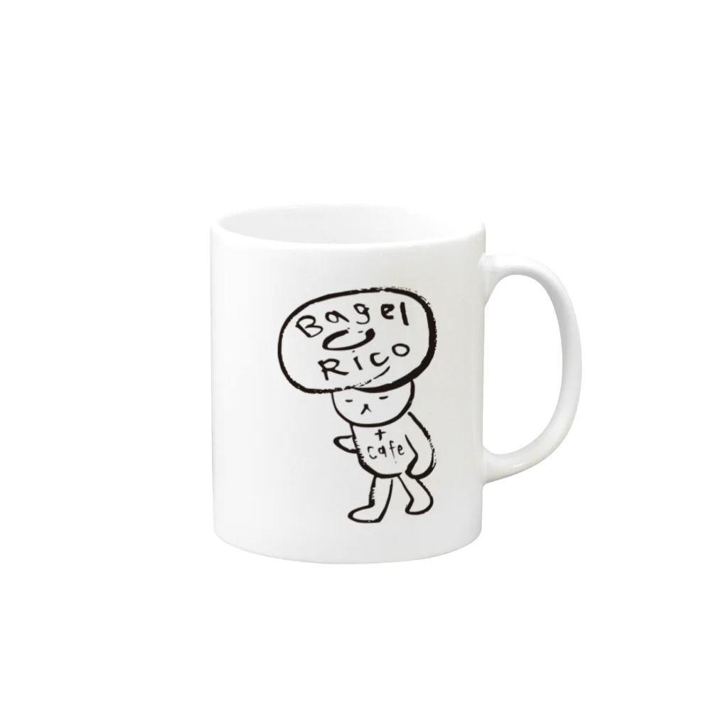 Bagel Rico（ベーグルリコ）のベーグルヘッドちゃん Mug :right side of the handle