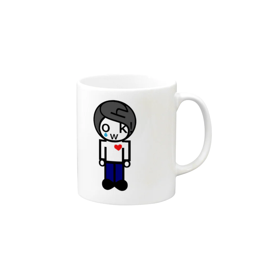 showki/ShokiKusakabe Officialgoodsのshowki-kun Mug :right side of the handle