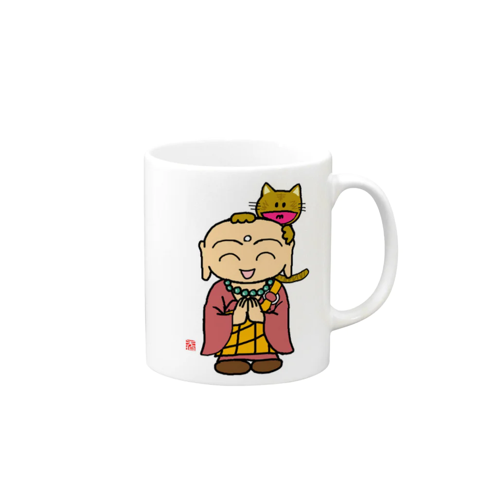 comnet-designのねことお地蔵さま-3 Mug :right side of the handle