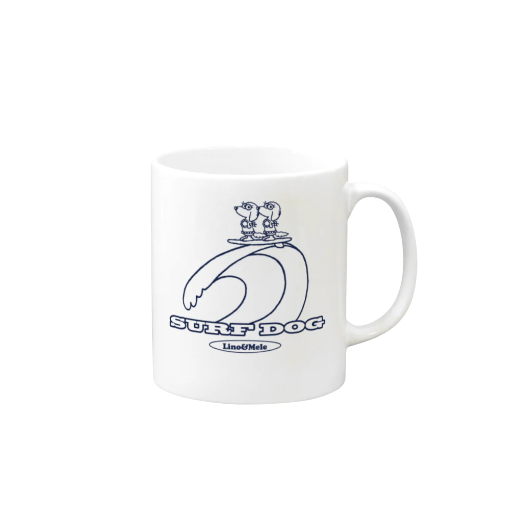 ゆるふわんにゃんのリノメレSURF DOGブルーライン Mug :right side of the handle